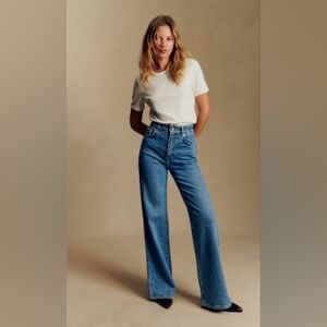Sezane High-Rise Wide-Leg Jeans in Classic Blue